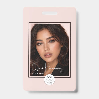 Blush Pink Script Logo Photo Makeup  Badge