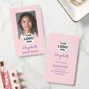 Blush Pink Script Logo Photo Makeup Badge