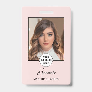 Blush Pink Script Logo Photo Makeup Badge