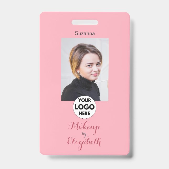 Blush Pink Script Logo Photo Makeup Badge (Front)