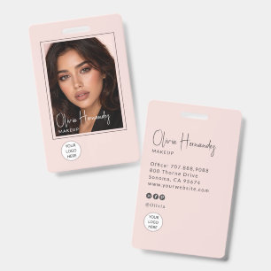 Blush Pink Script Logo Photo Makeup Badge
