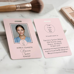 Blush Pink Script Logo Photo Makeup Badge