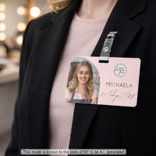 Blush Pink Script Logo Photo Makeup Badge