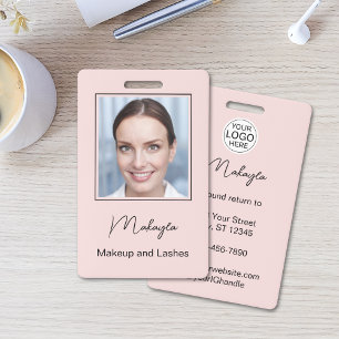 Blush Pink Script Logo Photo Makeup Badge