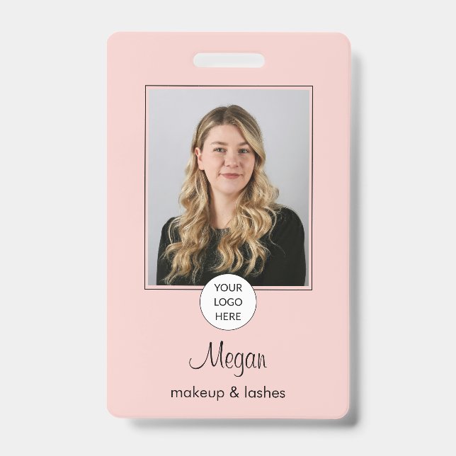 Blush Pink Script Logo Photo Makeup Badge (Avant)