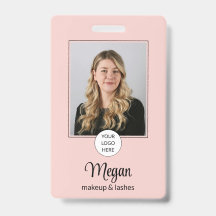 Blush Pink Script Logo Photo Makeup Badge