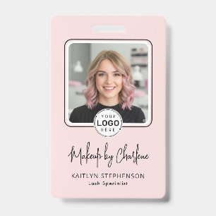 Blush Pink Script Logo Photo Makeup  Badge