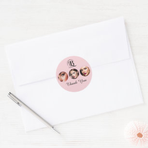Blush Pink Script Logo Photo Makeup Classic Round Sticker