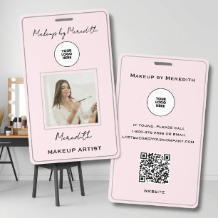 Blush Pink Script Logo Photo Makeup Logo QR Code B Badge