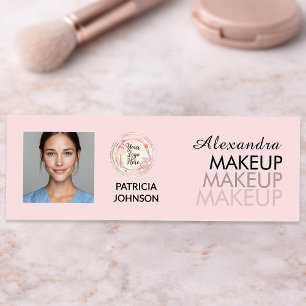 Blush Pink Script Logo Photo Makeup Name Tag