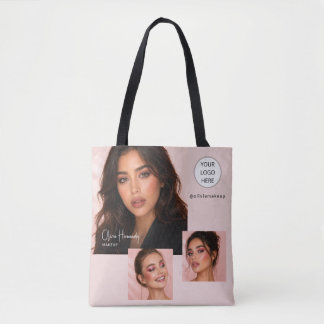 Blush Pink Script Logo Photo Makeup Studio Tote Bag