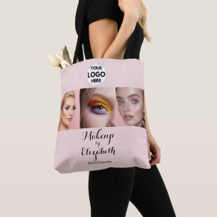 Blush Pink Script Logo Photo Makeup Studio Tote Bag
