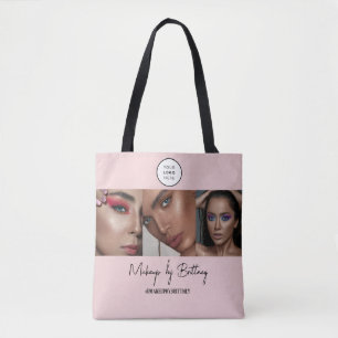 Blush Pink Script Logo Photo Makeup Studio Tote Bag