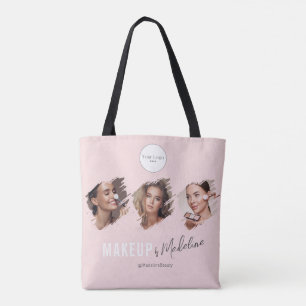 Blush Pink Script Logo Photo Makeup Studio Tote Bag