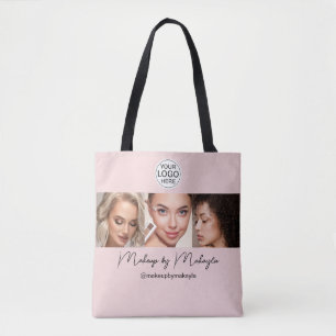 Blush Pink Script Logo Photo Makeup Studio Tote Bag