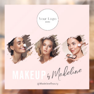 Blush Pink Script Logo Photo Makeup Studio Window Cling