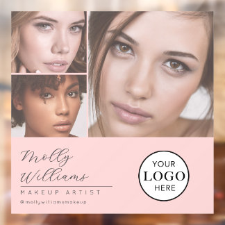 Blush Pink Script Logo Photo Makeup Studio Window  Cling