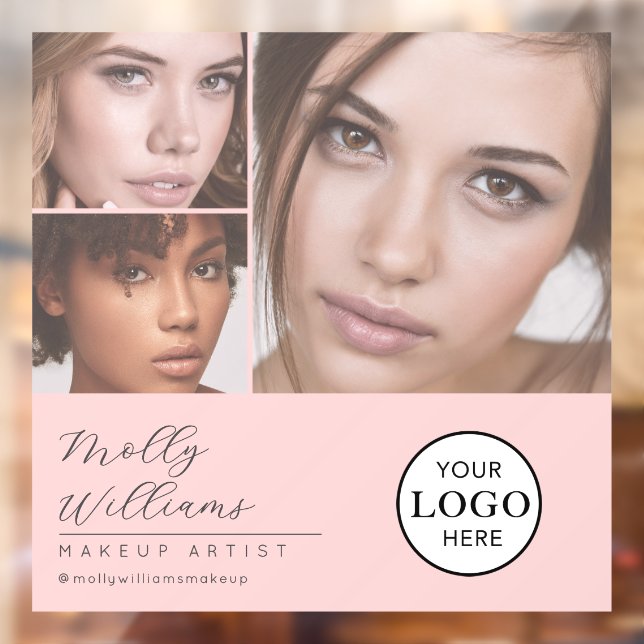 Blush Pink Script Logo Photo Makeup Studio Window  Cling (Sheet 2)