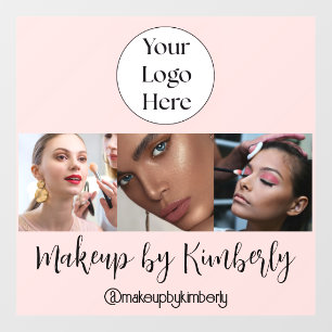 Blush Pink Script Logo Photo Makeup Studio Window Cling