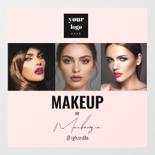 Blush Pink Script Logo Photo Makeup Studio Window Cling