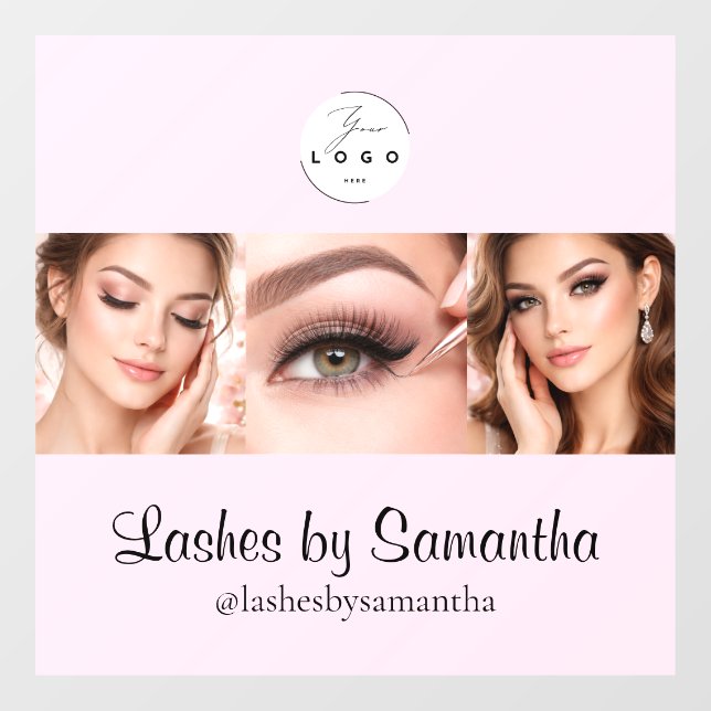 Blush Pink Script Logo Photo Makeup Studio Window Cling (Sheet)