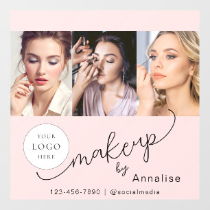 Blush Pink Script Logo Photo Makeup Studio Window Cling