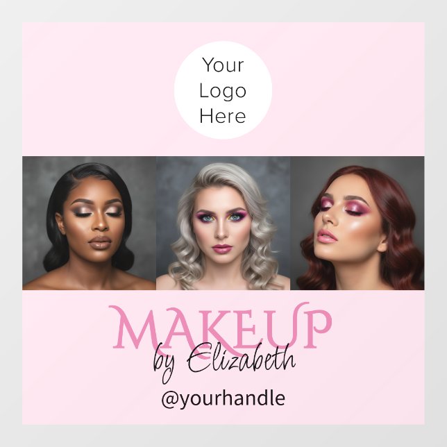 Blush Pink Script Logo Photo Makeup Studio Window Cling (Sheet)