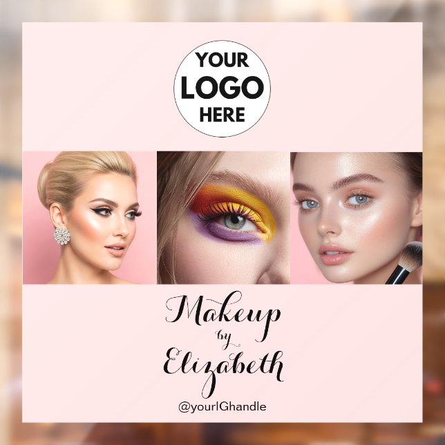 Blush Pink Script Logo Photo Makeup Studio Window Cling (Sheet 2)
