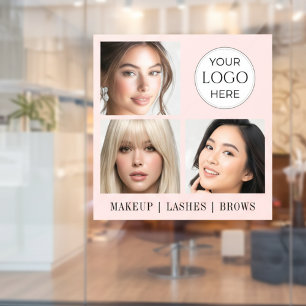 Blush Pink Script Logo Photo Makeup Studio Window Cling