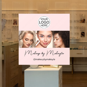 Blush Pink Script Logo Photo Makeup Studio Window Cling