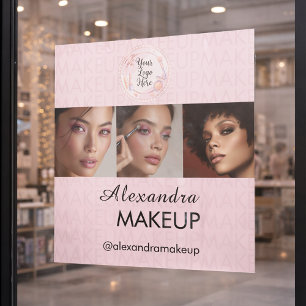 Blush Pink Script Logo Photo Makeup Studio Window Cling