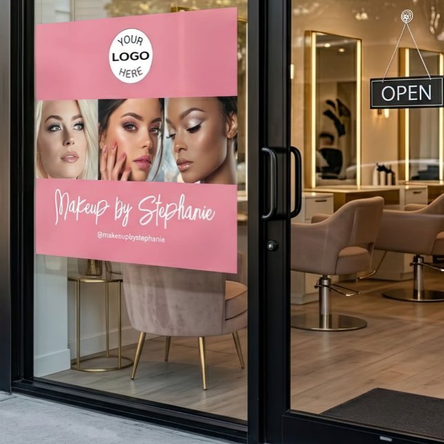 Blush Pink Script Logo Photo Makeup Studio Window Cling (Creator Uploaded)