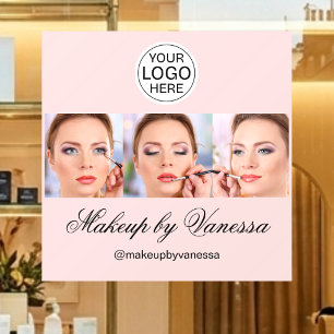 Blush Pink Script Logo Photo Makeup Studio Window Cling