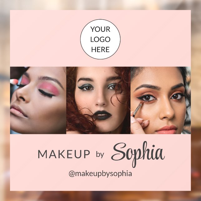Blush Pink Script Logo Photo Makeup Studio Window Cling (Sheet 2)