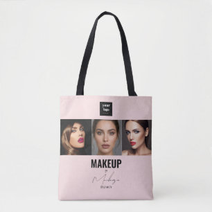 Blush Pink Script Logo Photo Makeup Studio Window  Tote Bag