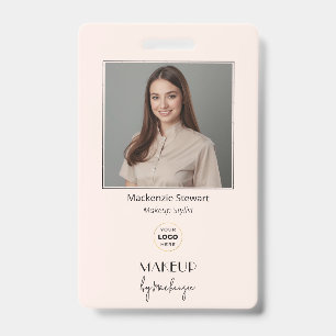Blush Pink Script Logo Photo Makeup Stylist Badge