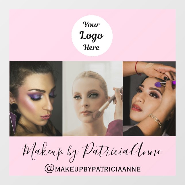 Blush Pink Script Logo Photo Makeup Window Cling (Sheet)