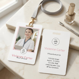 Blush Pink Script Logo Photo Nail Salon Badge
