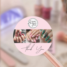 Blush Pink Script Logo Photo Nail Salon Thank You 