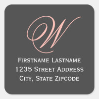 Blush Pink Script Monogram Initial Return Address