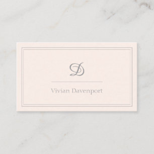 Blush Pink Script Monogram Minimalist Business Card