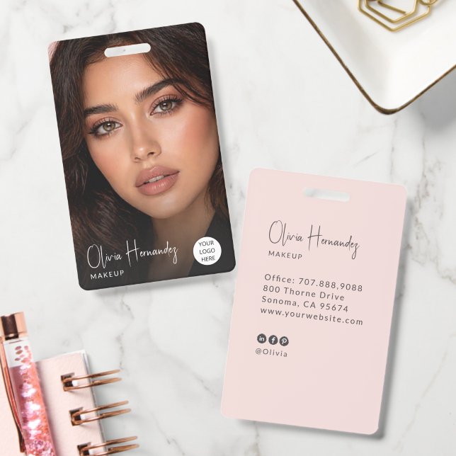 Blush Pink Script Photo Badge (Office)