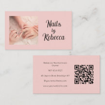 Blush Pink Script QR Code Photo Nail Technician