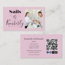 Blush Pink Script Social Icon QR Code Photo Nails