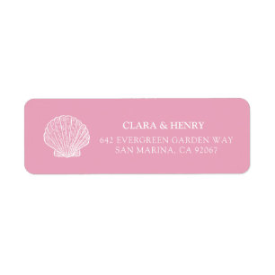 Blush Pink Seashell Coastal Return Address Label