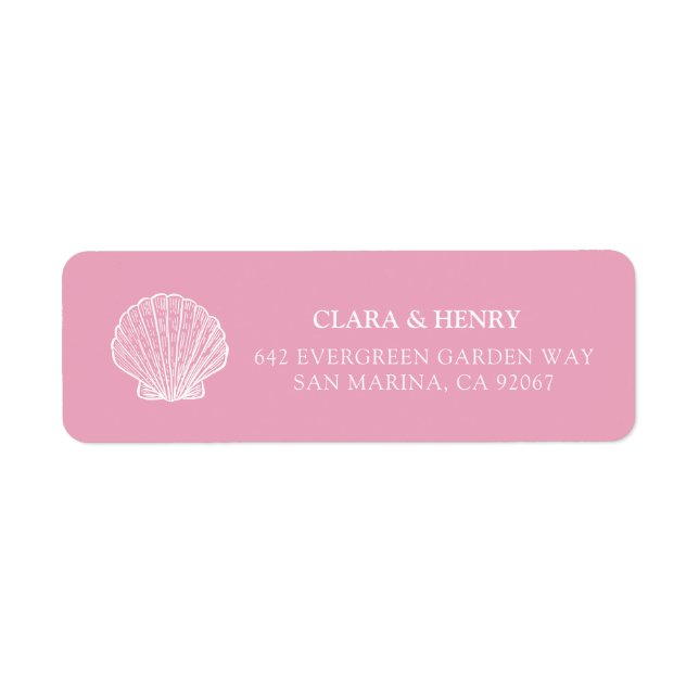 Blush Pink Seashell Coastal Return Address Label (Front)