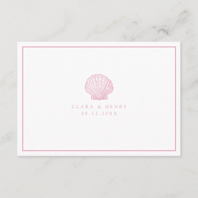 Blush Pink Seashell QR Code RSVP Card (Front)