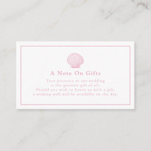 Blush Pink Seashell Wedding A Note On Gifts Enclosure Card