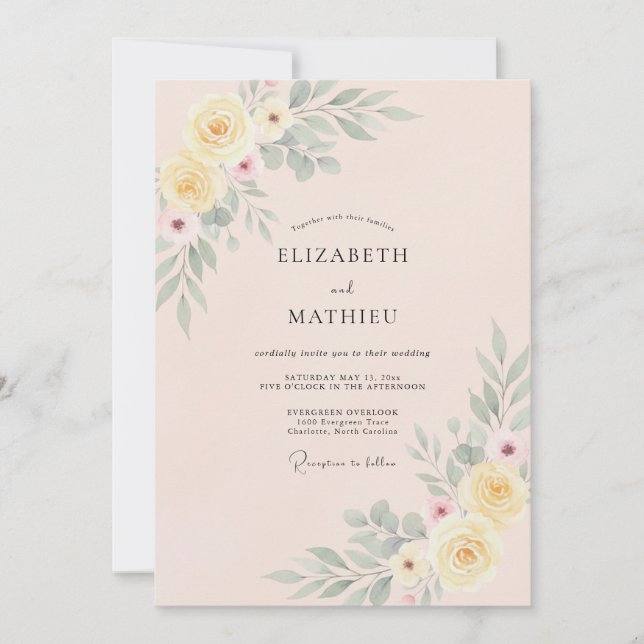 Blush Pink Serene Spring Wedding Invitation (Front)