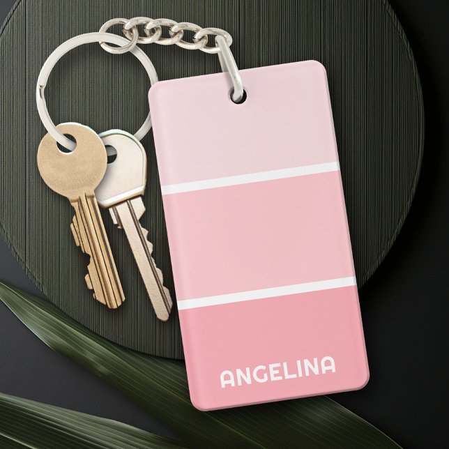 Blush Pink Shades Paint Chip Strip - Modern Name Keychain (Personalized Keychain - add a monogram or name)